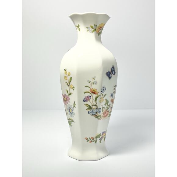 Aynsley “Cottage Garden” Bone China Tall Paneled Hour Figure Table Vase 8 7/8” - Picture 3 of 7